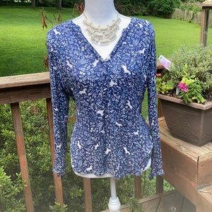 Nordstrom | Hinge Indigo Blue  Horse Print  Shirt